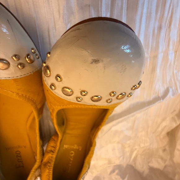 Enzo Angiolini Yellow and Cream Studded Loafers - Picture 3 of 8